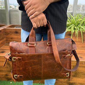 Nuevo maletín de cuero genuino de grano completo para viajes de negocios de gran capacidad, bolso para portátil para bolsos de mensajero de hombro de piel de vaca Unisex - Product Image 2
