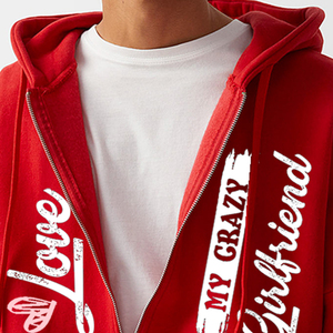 Sudaderas con cremallera roja Mezcla de algodón Peso pesado Cómodo Ropa de calle con capucha Deportes casuales Impresión digital de gran tamaño Hombres - Product Image 3