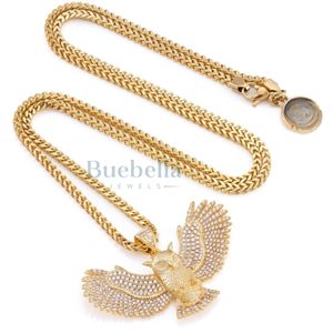 Gran collar de búho con cuernos colgante de Hip Hop helado para hombres símbolo de fuerza y sabiduría joyería ostentosa de lujo - Product Image 3