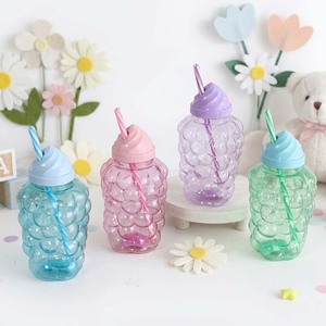 CASAMAX WL AD-0544B Vaso con coperchio e cannuccia in plastica. Design per fresatrici. Vaso per bambini. Vaso da festa. 450ml. Colore a caso - Product Image 3