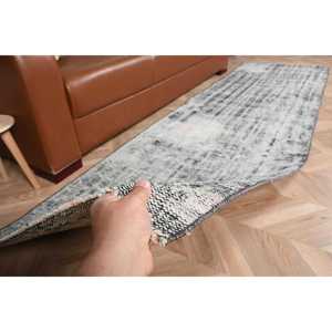 พรมวินเทจ, พรมวิ่งขนาด 2.6x9.3 ฟุต, พรมขนสัตว์สีเทาดำ - Product Image 4