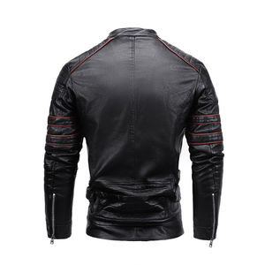 Offre Spéciale hommes mince veste en cuir Top qualité chaud polaire PU veste mode col Cool moto manteaux Outwear - Product Image 6