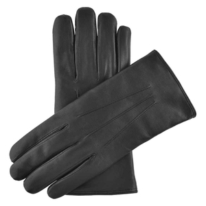 Marco (Negro)-Guantes de piel de cordero con forro de piel marrón Invierno Uso diario Diseño de bordado personalizado al por mayor - Product Image 2