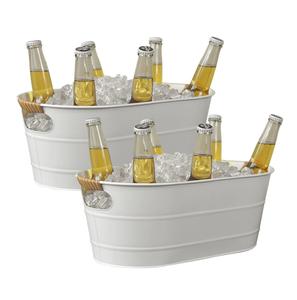 Ensemble de 2 seaux à glace ovales en fonte galvanisée Refroidisseur de boisson isolé à double paroi Capacité de 5L pour événements, fêtes, décoration de mariage - Product Image 6