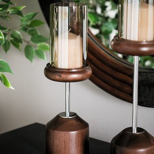 Vintage Wooden Candle <b>Holder</b> <b>Stand</b> Brown Color Wooden Candle <b>Holders</b> and <b>Glass</b> Vintage Mango Wood Decorative in Affordable Price - Product Image 2
