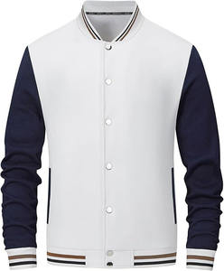 Blouson universitaire homme grande taille personnalisé avec logo, col montant, style Letterman uni, en toile, vente en gros - Product Image 1