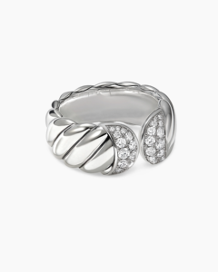 Anillo de cable esculpido para joyería de moda de mujer, joyería chapada en plata de ley 925 con anillo de diamante blanco - Product Image 1
