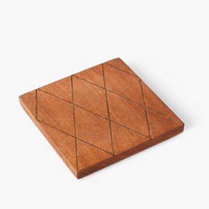 Juego de 4 posavasos cuadrados de madera con soporte de hierro para mesa de comedor Posavasos de barra de madera para mesa de centro Cocina - Product Image 3