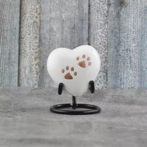 Urna Funeraria de Metal Más Popular, con Diseño de Huella Dorada, Color Blanco Puro, Hecha a Mano, a un Precio Accesible - Product Image 1