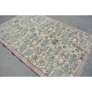 Alfombra Turca Vintage de 5.3x8 pies (162x245 cm), Alfombra de Lana con Borde Marrón - Product Image 4