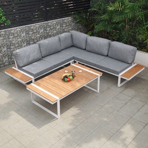 Ensemble <span class=keywords><strong>de</strong></span> canapés <span class=keywords><strong>de</strong></span> <span class=keywords><strong>jardin</strong></span> modernes imperméables, structure en <span class=keywords><strong>aluminium</strong></span>, <span class=keywords><strong>bois</strong></span> plastique, canapé d'extérieur, coussins et oreillers en polyester, <span class=keywords><strong>salon</strong></span> et cour - Product Image 3