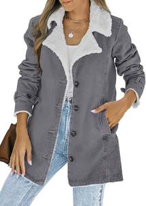 Chaqueta vaquera cálida de invierno para mujer, forro de lana con cuello levantado, abrigos vaqueros Sherpa, prendas de vestir exteriores más gruesas con bolsillos - Product Image 2