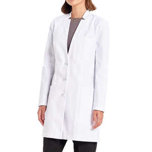 Logo microporeux Non tissé personnalisé PE à manches longues Labcoat médecin blanc jetable étanche à l'eau fermeture éclair manteau de laboratoire Ronpex - Product Image 1