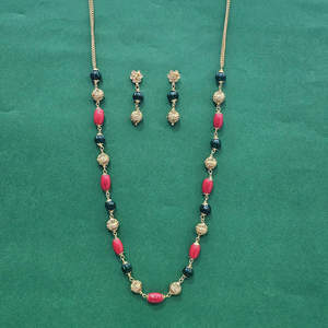สร้อยคอมาลาแบบโบราณล่าสุดทำด้วยมือคุณภาพส่งออกพร้อมสร้อยคอชุบทอง - Product Image 1