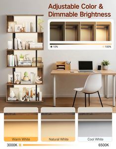 Estantería Moderna en Forma de S de 5 Niveles con Luces LED, Librería Marrón Rústica para Oficina en Casa, Estante Decorativo Industrial - Product Image 2