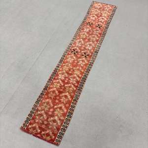 1.7x9 ft Turkish Rug, Vintage <b>Runner</b> Rug, <b>Red</b> Black Oriental Wool Rug - Product Image 2