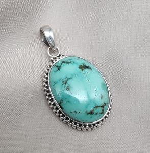 925 Sterling Silver Handmade Tibetan Turquoise Gemstone Women's Trendy Wedding Gift <b>Pendant</b> <b>Necklace</b> - Product Image 4