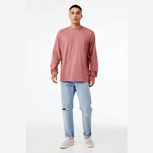 Mauve Comfort 100% Airlume T-shirt à manches longues en coton peigné et à col rond Style formel avec douceur subtile - Product Image 4