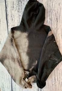 Sudadera con capucha lavada negra, sudadera de hip hop de gran tamaño Sudadera con capucha negra desgastada lavada - Product Image 5