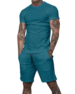 Conjunto de verano para hombre, conjunto de pantalones cortos y camiseta a juego, ropa informal de dos piezas para gimnasio, ropa ligera y cómoda, diseño personalizado - Product Image 1