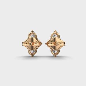 Boucles d'oreilles clous en diamants de laboratoire, taille ronde, quatre pierres, en or blanc/rose/jaune 18 carats plaqué rhodium, cadeau - Product Image 3