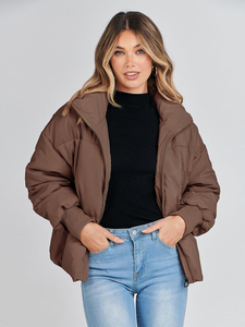 Veste matelassée légère en coton uni pour femme, décontractée, isolée, imperméable, coupe-vent, pour un usage quotidien, tendance - Product Image 5