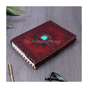 Cuaderno de cuero con estampado de diseñador Vintage A5, diario hecho a mano, cubierta de piedra, 120 páginas interiores, Material de papel de regalo, diarios A4 A6 - Product Image 1