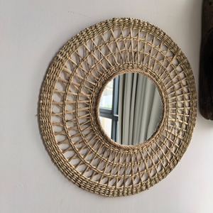 <b>Small</b> braided seagrass <b>mirror</b> open weave sea grass raffia <b>mirrors</b> indoor space decor centerpiece - Product Image 6