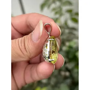 Pendentif en quartz citron naturel, argent sterling 925, bijoux en pierres précieuses faits à la main, fournisseur en gros - Product Image 3