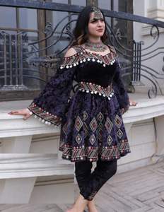 Vente chaude robe Kuchi noire pour adultes fait à la main coton pakistanais indien Salwar USA Design modeste filles afghanes hiver Choli - Product Image 6
