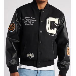 Chaqueta con letras de lana 100% de alta calidad para hombre, diseño de invierno personalizado en negro con logotipo frontal, Material de algodón 100% - Product Image 4