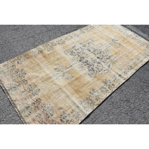 4.2x8.3 ft Rug, Turkish Vintage Area Rug, <b>Yellow</b> <b>Wool</b> Rug - Product Image 2