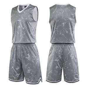 Ensemble de maillots de basket-ball réversibles en gros, maille respirante, imprimé numérique cousu, anti-UV, séchage rapide, 100% polyester, taille plus - Product Image 3