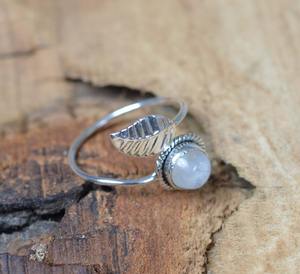 Anillo de plata bohemio hecho a mano, joyería de plata de ley 925, piedra lunar, piedras preciosas, anillo de tendencia, joyería para mujer, regalo para ella - Product Image 3