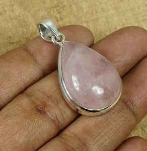 Colgante de piedras preciosas de Plata de Ley 925 hecho a mano, diseñador Vintage, cuarzo rosa para mujer, colgantes y dijes de joyería fina - Product Image 1