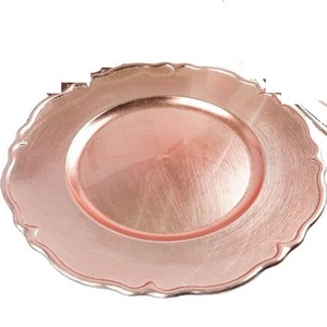 Assiette de présentation en métal plaqué or rose, écologique, moderne, luxueuse, légère, pour la table, service, décoration de mariage - Product Image 6