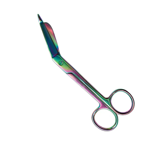 Ciseaux de pansement d'infirmière enduits de couleur arc-en-ciel Ciseaux de pansement chirurgical médical en acier allemand de 5.5 pouces - Product Image 1
