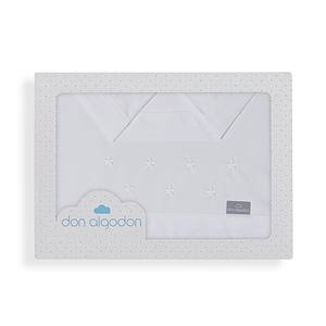 Ensemble de literie 3 pièces pour poussette modèle ENZO 100% coton motif uni technique tissé - Product Image 1