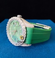 Montre de luxe pour homme en acier inoxydable, avec mouvement automatique ETA, sertie de diamants cultivés en laboratoire, grand cadran de 41 mm, style hip-hop mécanique.