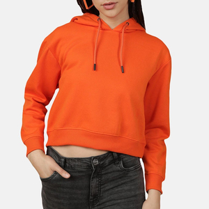 Pull à capuche court personnalisé de haute qualité pour femmes Streetwear à manches longues Crop Top Sporty Blank Hoodies OEM ODM - Product Image 1