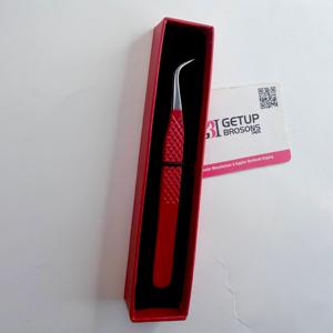 Pince à épiler pour cils GETUP BROSONS IMPEX de haute qualité, en acier inoxydable courbé, anti-magnétique, anti-statique, pointe lisse de 10 mm, poignée diamantée - Product Image 5