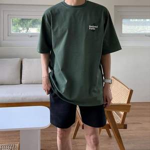 Camiseta de punto de algodón 100% de gran tamaño personalizada para hombre, camiseta de manga corta transpirable de secado rápido con patrón sólido pesado - Product Image 3