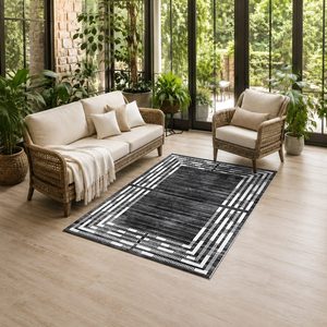 <b>RUGS</b> DEPOT LXDP-0795 Wholesale Charcoal Grey Modern Vintage Digital Printed Machine Washable Chenille Area <b>Rug</b> <b>Non</b> <b>Slip</b> - Product Image 6