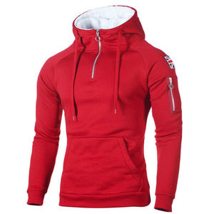 Venta al por mayor de sudaderas con capucha de manga larga para hombre Otoño Cremallera Escote Sudaderas Fleece-OEM MOQ 5 Piezas - Product Image 1