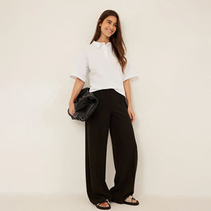 Col polo Col Épaule tombante Boxy Fit T-shirt court uni de qualité supérieure super doux et respirant T-shirts avec logo personnalisé - Product Image 3