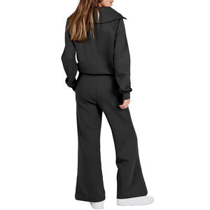 High Quality <b>Quarter</b> <b>Zip</b> up Plain Breathable <b>Women</b> Jogger Sets Track Suit Female Running Matching Two Piece Tracksuit for <b>Women</b> - Product Image 3