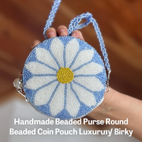 Tas Penyimpanan Manik-Manik Buatan Tangan Desain Bunga Daisy Karya Manik-Manik Warna-Warni Aksesori Fashion Unik Buatan Tangan 100% Katun Amerika