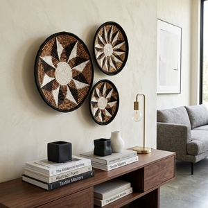 Juego de Cestas de Macramé de Corteza de Plátano Natural, Decoración de Pared, Bandeja Redonda Plana con Diseño de Rayos de Sol y Estrellas, Frutero, Arte Puro para Decoración de Habitaciones - Product Image 5