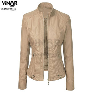 Chaqueta de cuero PU para mujer de alta calidad Otoño Invierno estilo fresco en blanco mujer Cool Trendy Warm Fashion prendas de vestir exteriores de algodón - Product Image 2