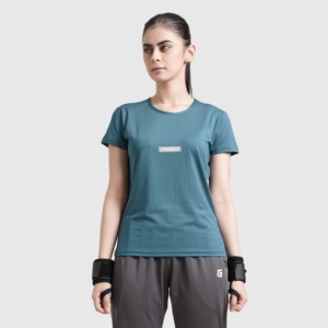 เสื้อยืดมินิมอลสำหรับผู้หญิง สีเขียวอมฟ้าเข้ม สไตล์ Y2K น่ารัก ลายหัวใจ ระบายอากาศได้ดี น้ำหนักเบา ไซส์เดียว ใส่ได้ทั้ง XS และ XXS - Product Image 1